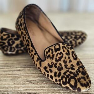 Leopard Cheetah patterned leather flats 7.5 j.crew